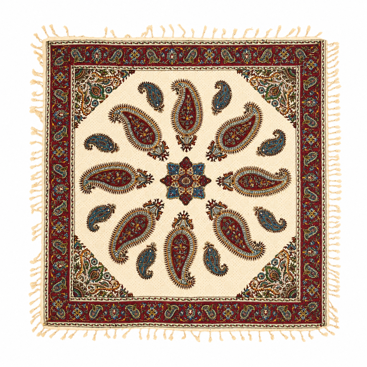 رومیزی قلمکار مربع طرح ۸ترنج